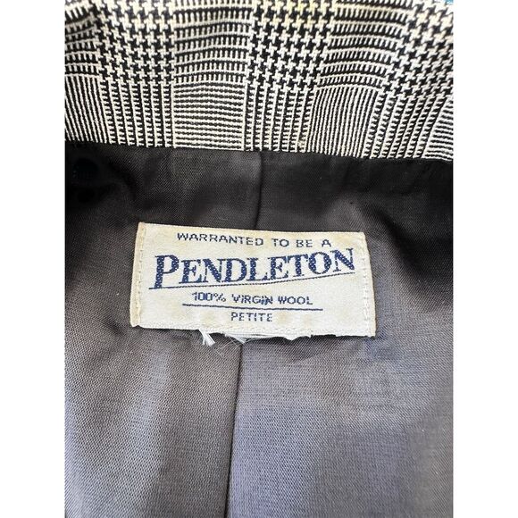 Pendleton Women's Vintage Gray Plaid Wool Blazer Gold Buttons Size S - Picture 3 of 5